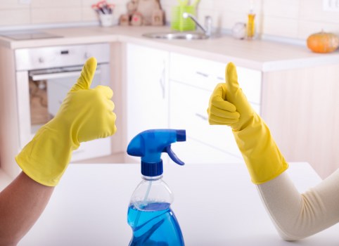 Cleaners Catford team using safe cleaning practices in a property
